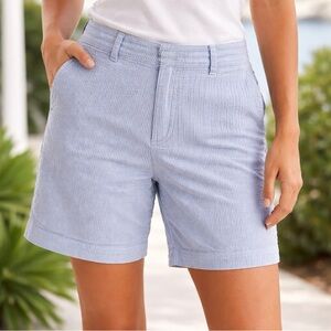 Polo Jeans Co Ralph Lauren Blue White Seersucker Bermuda Shorts Size 12
